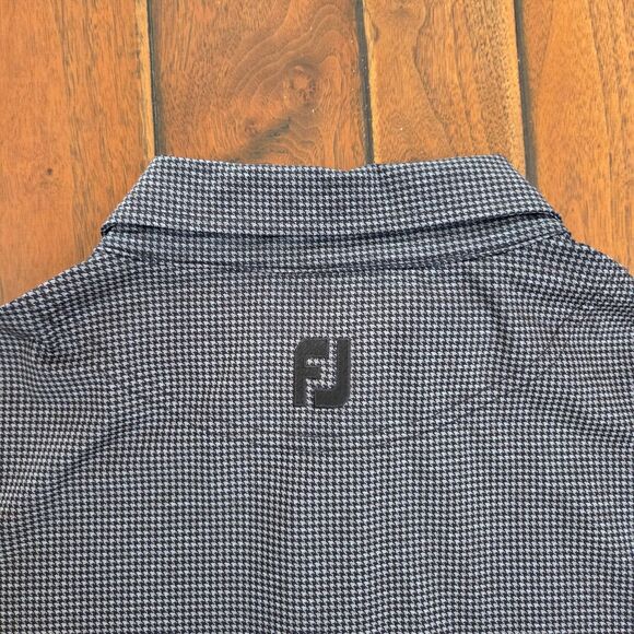 FootJoy Shirt Mens XL Gray Houndstooth Polo Heather Lisle Performance Golf FJ - Picture 4 of 10